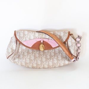 Vintage Christian Dior rare ROMANTIQUE trotter monogram leather shoulder bag.